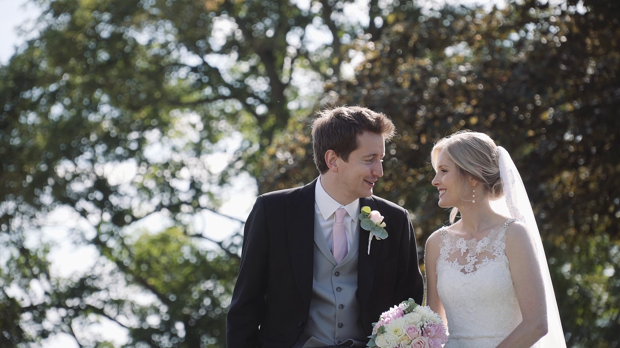 Bride and Groom sat at Langar Hall